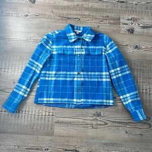L.L. Bean Signature Blue and White Plaid Flannel Jacket